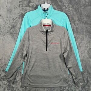 Vineyard Vines Performance 1/4 Zip Shirt Mens Medium Lot Bundle 2 Gray Turquoise